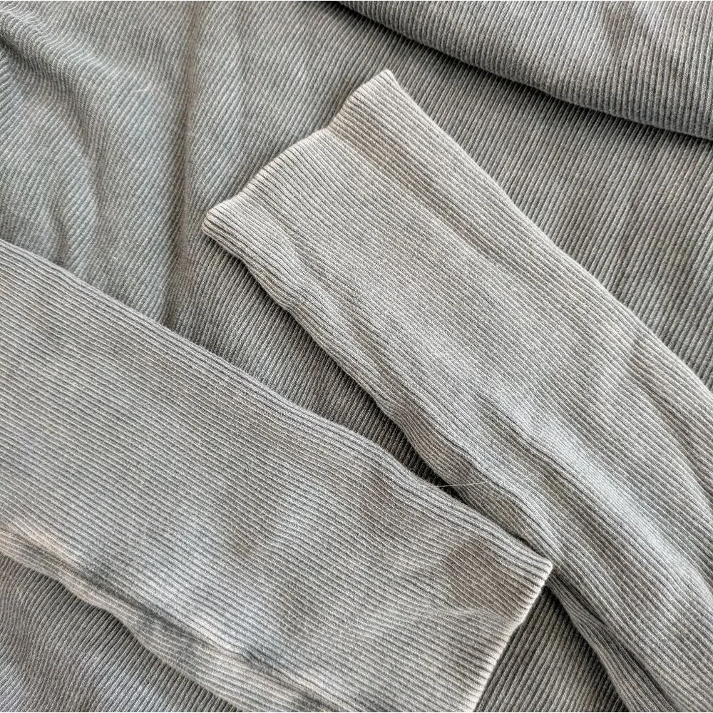 We The Free Hibiscus Foldover Long-Sleeve Top S Small grey ribbed